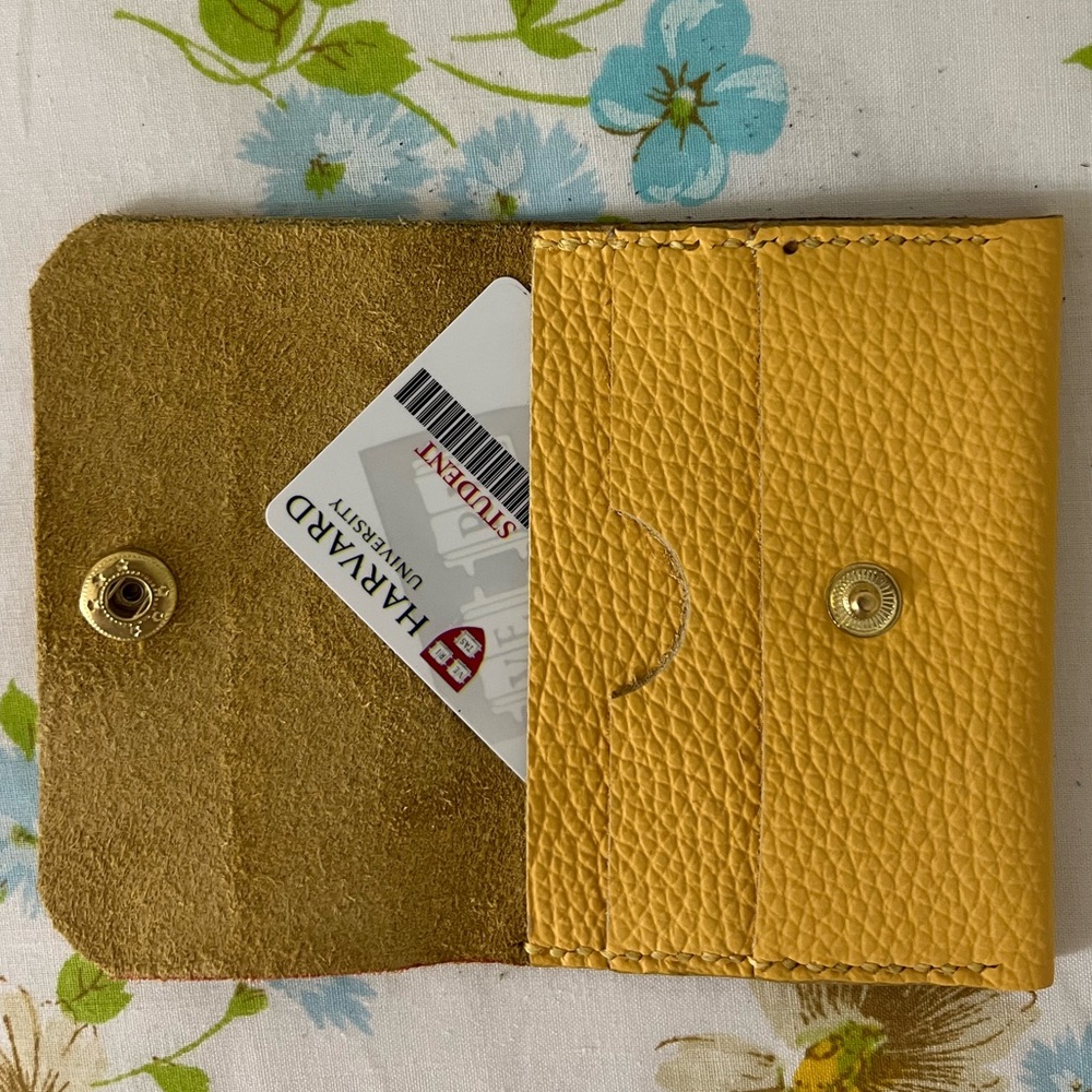 Hand Crafted Yellow Leather Wallet - Picture 3 of 5